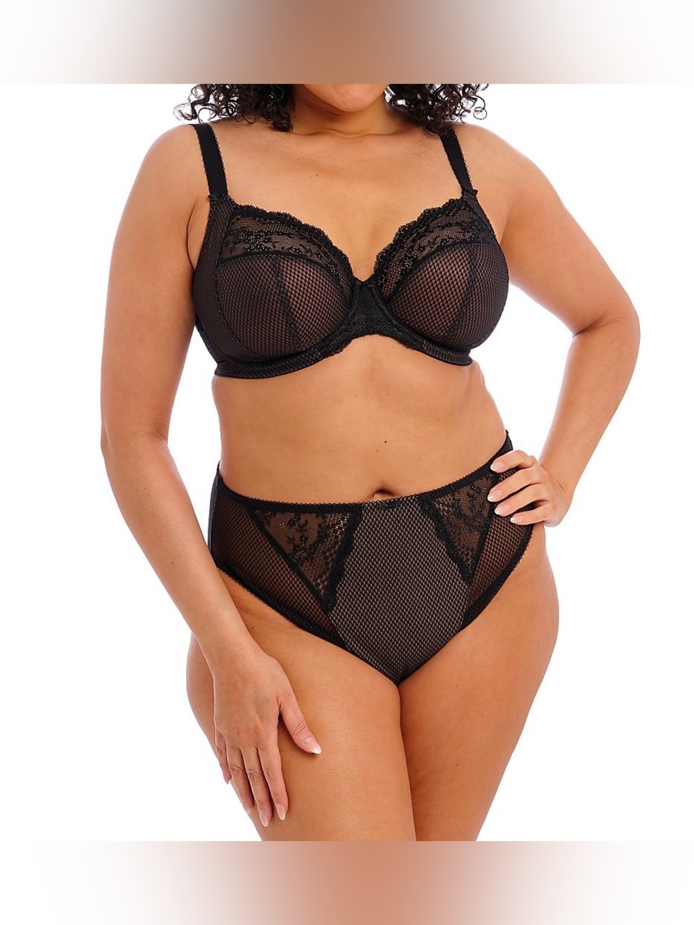 BNWT Elomi Charley Stretch Plunge Bra UK32H/US32K & Matching Brazilian Panty